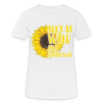 Sie ist so wild wie eine Sonnenblume. - Frauen T-Shirt atmungsaktiv - Weiß - Vorne - AI Model Female 172 dark (172cm)