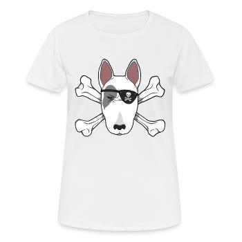 Bull terrier pirate - Women's Breathable T-Shirt - white - Front - AI Model Female 172 dark (172cm)