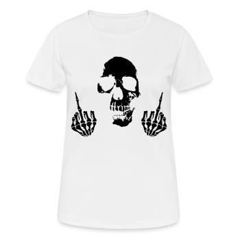 skull middle finger - Women's Breathable T-Shirt - white - Front - AI Model Female 172 dark (172cm)