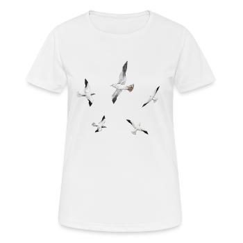 Mers, mouettes, hirondelles de mer, oiseaux marins - T-shirt respirant Femme - blanc - Devant - AI Model Female 172 dark (172cm)