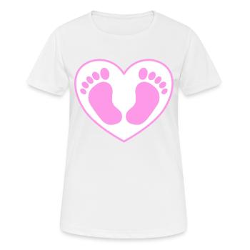 Baby Fuß Füße Herz rosa pink - Frauen T-Shirt atmungsaktiv - Weiß - Vorne - AI Model Female 172 dark (172cm)