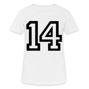 14 Collegestyle - Frauen T-Shirt atmungsaktiv - Weiß - Vorne - AI Model Female 172 dark (172cm)