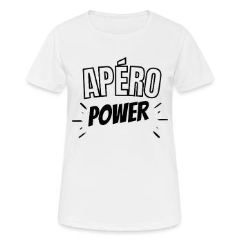 apéro power - T-shirt respirant Femme - blanc - Devant - AI Model Female 172 dark (172cm)