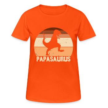 Papasaurus Papa Retro Vintage Father's Day - Women's Breathable T-Shirt - neon orange - Front - AI Model Female 172 dark (172cm)