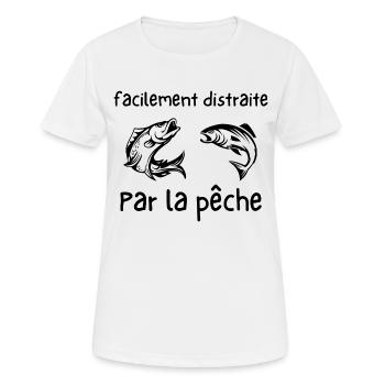 facilement distraite par la pêche - T-shirt respirant Femme - blanc - Devant - AI Model Female 172 dark (172cm)