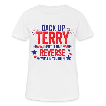 Drôle de feu d’artifice éponge de sauvegarde 4 juillet - T-shirt respirant Femme - blanc - Devant - AI Model Female 172 dark (172cm)