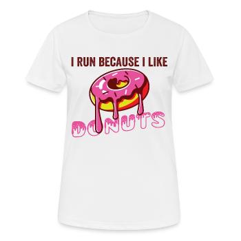 Je cours parce que j’aime les beignets - T-shirt respirant Femme - blanc - Devant - AI Model Female 172 dark (172cm)