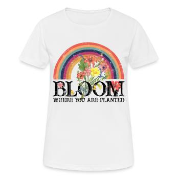 bloom where you are planted Rainbow Blooms - Women's Breathable T-Shirt - white - Front - AI Model Female 172 dark (172cm)