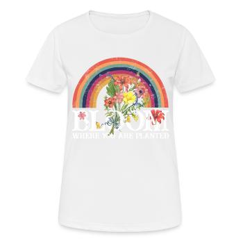 bloom where you are planted Rainbow Blooms - Women's Breathable T-Shirt - white - Front - AI Model Female 172 dark (172cm)
