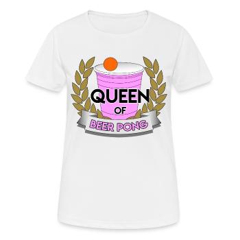 QUEEN of Beer Pong, Party College Drinking Games Red - Women's Breathable T-Shirt - white - Front - AI Model Female 172 dark (172cm)