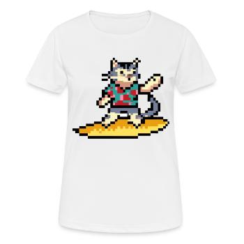 Surfkatze, Pixelkunst - Frauen T-Shirt atmungsaktiv - Weiß - Vorne - AI Model Female 172 dark (172cm)