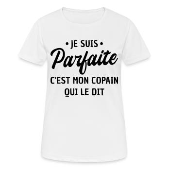 je suis parfaite - T-shirt respirant Femme - blanc - Devant - AI Model Female 172 dark (172cm)