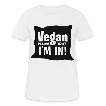 Combat d’oreillers végétaliens? J’y suis! - T-shirt respirant Femme - blanc - Devant - AI Model Female 172 dark (172cm)