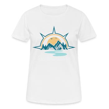 Entdecke mehr. explore more. wandern, erkunden, - Frauen T-Shirt atmungsaktiv - Weiß - Vorne - AI Model Female 172 dark (172cm)