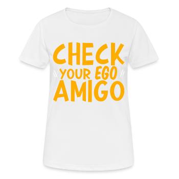 Vérifiez votre Ego Amigo 2 - T-shirt respirant Femme - blanc - Devant - AI Model Female 172 dark (172cm)