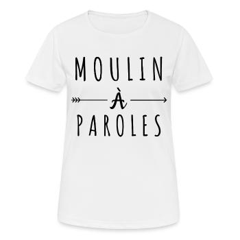Moulin à paroles - T-shirt respirant Femme - blanc - Devant - AI Model Female 172 dark (172cm)