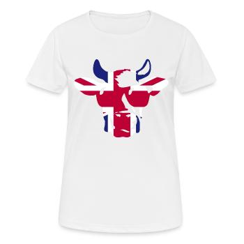 Großbritannien UK Kuh mit Sonnenbrille - Frauen T-Shirt atmungsaktiv - Weiß - Vorne - AI Model Female 172 dark (172cm)