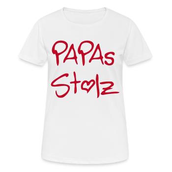 Papas Stolz - Frauen T-Shirt atmungsaktiv - Weiß - Vorne - AI Model Female 172 dark (172cm)
