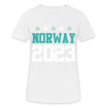 Norway 2023 - Frauen T-Shirt atmungsaktiv - Weiß - Vorne - AI Model Female 172 dark (172cm)