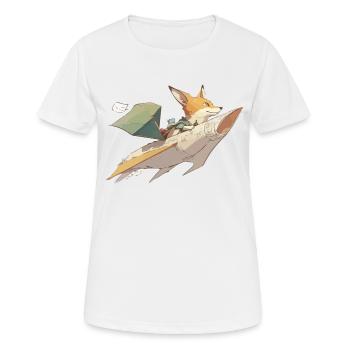 Haki der Fuchs und sein Papierflieger - Frauen T-Shirt atmungsaktiv - Weiß - Vorne - AI Model Female 172 dark (172cm)