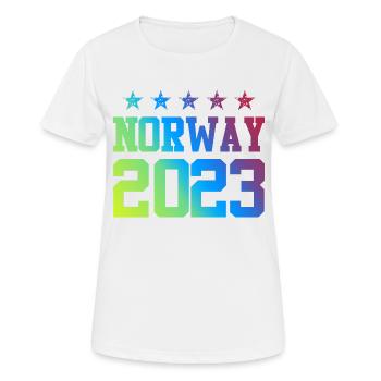 Norway 2023 - Frauen T-Shirt atmungsaktiv - Weiß - Vorne - AI Model Female 172 dark (172cm)