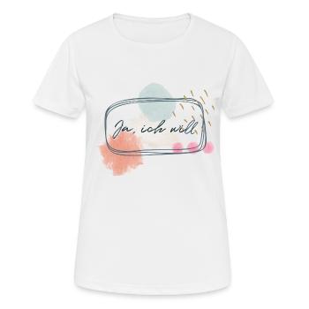 ich will - Frauen T-Shirt atmungsaktiv - Weiß - Vorne - AI Model Female 172 dark (172cm)