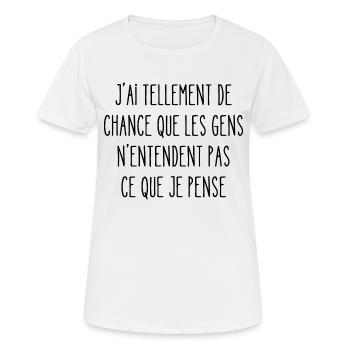 tellement de chance que les gens n'entendent pas - T-shirt respirant Femme - blanc - Devant - AI Model Female 172 dark (172cm)