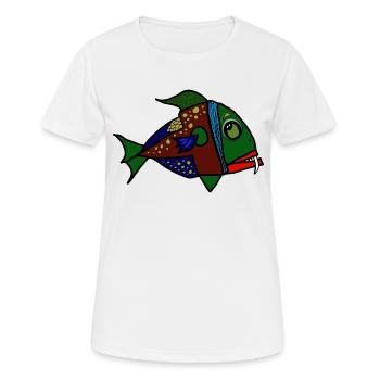 fisch anglerfisch - Frauen T-Shirt atmungsaktiv - Weiß - Vorne - AI Model Female 172 dark (172cm)