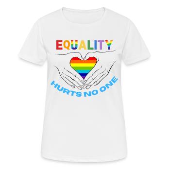 Gleichberechtigung schadet niemandem LGBT-Gleichberechtigung Gay Pride - Frauen T-Shirt atmungsaktiv - Weiß - Vorne - AI Model Female 172 dark (172cm)