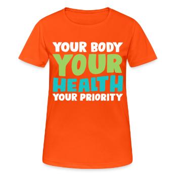 Votre corps - T-shirt respirant Femme - orange néon - Devant - AI Model Female 172 dark (172cm)
