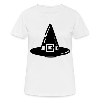 Chapeau sorcière - T-shirt respirant Femme - blanc - Devant - AI Model Female 172 dark (172cm)
