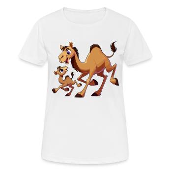 Kamelmutter mit herumtollendem Kind - Frauen T-Shirt atmungsaktiv - Weiß - Vorne - AI Model Female 172 dark (172cm)