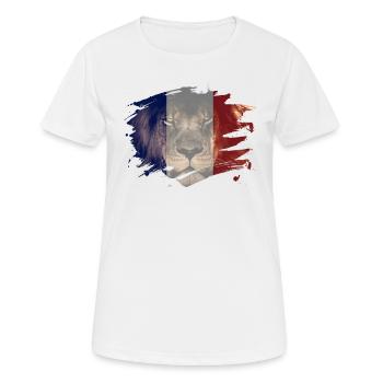 France Flag & African Lion Picture - Women's Breathable T-Shirt - white - Front - AI Model Female 172 dark (172cm)