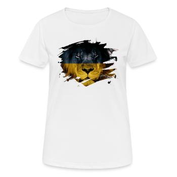 Ukraine Flag & African Lion Picture - Women's Breathable T-Shirt - white - Front - AI Model Female 172 dark (172cm)