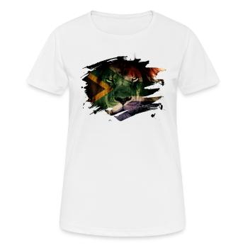 South Africa Flag & African Lion Picture - Women's Breathable T-Shirt - white - Front - AI Model Female 172 dark (172cm)
