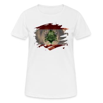 Lebanon Lion Flag Paint Splatter - Women's Breathable T-Shirt - white - Front - AI Model Female 172 dark (172cm)