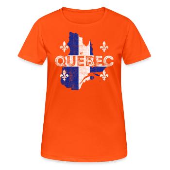 Quebec Map Shape and Flag - Women's Breathable T-Shirt - neon orange - Front - AI Model Female 172 dark (172cm)