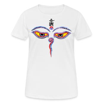 Wisdom Eyes Of Buddha - Bodhnath temple eyes 1 - T-shirt respirant Femme - blanc - Devant - AI Model Female 172 dark (172cm)