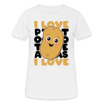 J’aime les pommes de terre Pomme de terre Cadeau de pommes de terre - T-shirt respirant Femme - blanc - Devant - AI Model Female 172 dark (172cm)