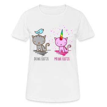 Deine Katze vs. Meine Katze - Frauen T-Shirt atmungsaktiv - Weiß - Vorne - AI Model Female 172 dark (172cm)