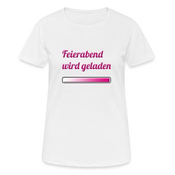 Feierabend wird geladen - Frauen T-Shirt atmungsaktiv - Weiß - Vorne - AI Model Female 172 dark (172cm)