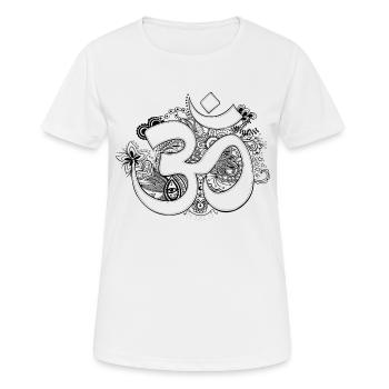 Signe hindou Om sur fond de Zendoodle - T-shirt respirant Femme - blanc - Devant - AI Model Female 172 dark (172cm)