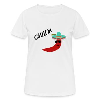 Chilli Chillen - Frauen T-Shirt atmungsaktiv - Weiß - Vorne - AI Model Female 172 dark (172cm)