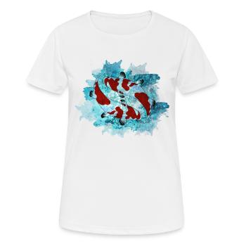Koi - Frauen T-Shirt atmungsaktiv - Weiß - Vorne - AI Model Female 172 dark (172cm)