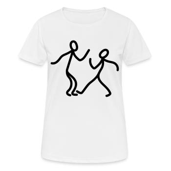 2 tanzende strichmaennchen freunde paar paerchen l - Frauen T-Shirt atmungsaktiv - Weiß - Vorne - AI Model Female 172 dark (172cm)