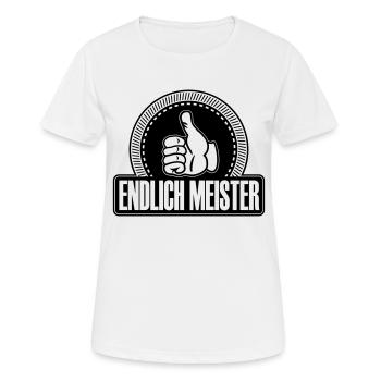 Endlich Meister Daumen hoch - Frauen T-Shirt atmungsaktiv - Weiß - Vorne - AI Model Female 172 dark (172cm)