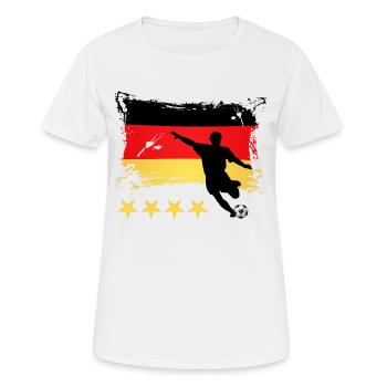 Fußball Deutschland - 4 Sterne - Frauen T-Shirt atmungsaktiv - Weiß - Vorne - AI Model Female 172 dark (172cm)