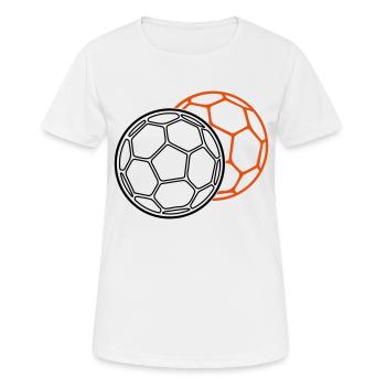handball bälle - Frauen T-Shirt atmungsaktiv - Weiß - Vorne - AI Model Female 172 dark (172cm)