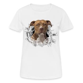 American Staffordshire Terrier *Glas-Loch* - Frauen T-Shirt atmungsaktiv - Weiß - Vorne - AI Model Female 172 dark (172cm)