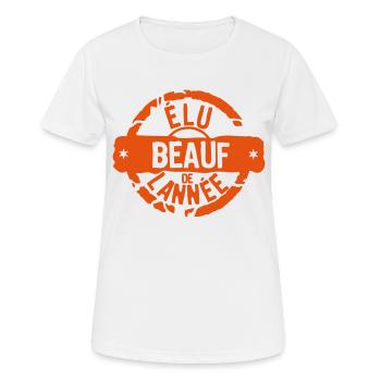 beauf elu annee tampon meilleurs - T-shirt respirant Femme - blanc - Devant - AI Model Female 172 dark (172cm)